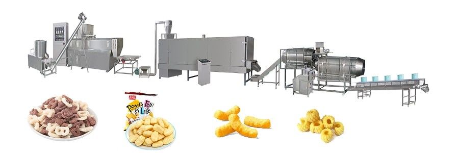 Automatische Snack-Produktionslinie Maschine PLC-gesteuerte Extruder 120KW Leistung 5000 KG Gewicht