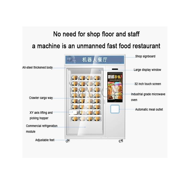 Hot Sale Fast Food Kaffee Cupcake Automatische 32 Zoll Touchscreen Mikrowelle Heizung Verkaufsautomat